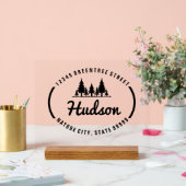 Fir Trees Oval Design ID304 Acryl Bord (Huwelijk)