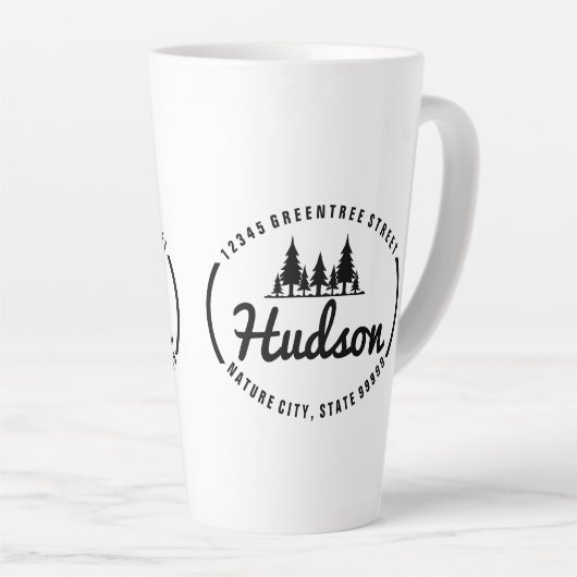 Fir Trees Oval Design ID304 Latte Mok (Rechterhoek)