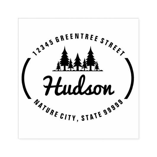 Fir Trees Oval Design ID304 Rubberstempel (Afrduk)