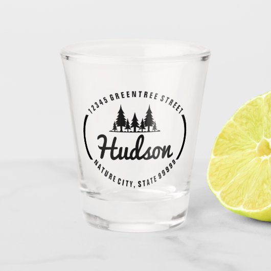 Fir Trees Oval Design ID304 Shot Glas (Voorkant)