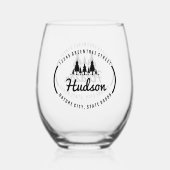 Fir Trees Oval Design ID304 Wijnglas Zonder Voet (Voorkant)
