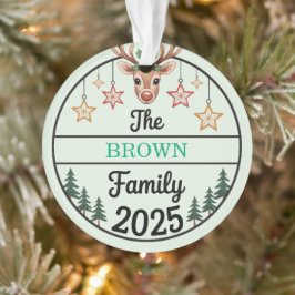 Fir Trees Stars Family Name 2025 Christmas Ornament