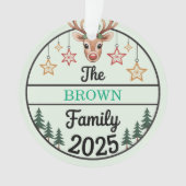 Fir Trees Stars Family Name 2025 Christmas Ornament (voorkant)
