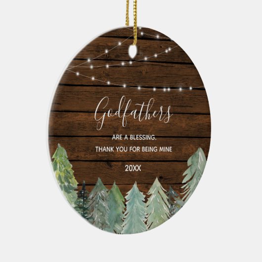 Fir Trees Winter Forest Godfathers Keramisch Ornament (Rechts)