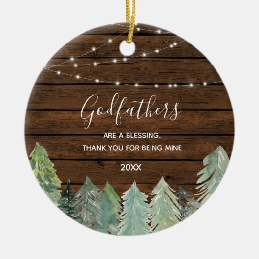 Fir Trees Winter Forest Godfathers Keramisch Ornament (Voorkant)