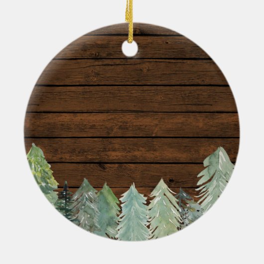 Fir Trees Winter Forest Godfathers Keramisch Ornament (Achterkant)