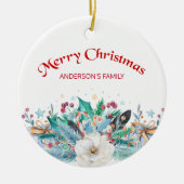 Fir Twigs and White Rose Keramisch Ornament (Voorkant)