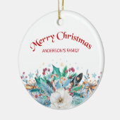 Fir Twigs and White Rose Keramisch Ornament (Links)