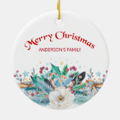 Fir Twigs and White Rose Keramisch Ornament (Achterkant)