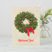 Fir Wreater met Gold Hoefijzers en Red Bow Custom Kaart (Staand voorkant)