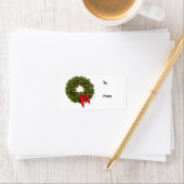 Fir Wreath met Gold Hoefijzers en Red Bow Etiket (Insitu)