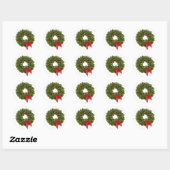 Fir Wreath met Gold Hoefijzers en Red Bow Ronde Sticker (Vel)