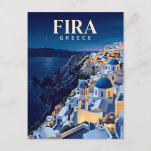 Fira bij Nacht Griekenland Briefkaart