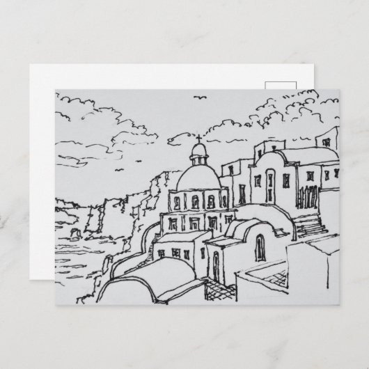 Fira, eiland Santorini, Griekenland Briefkaart (Voorkant / Achterkant)