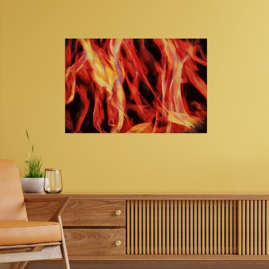 Fire Abstract Flame Red Gold Art Poster (Woonkamer 2)