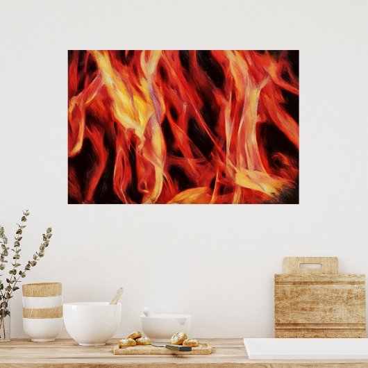 Fire Abstract Flame Red Gold Art Poster (Keuken)