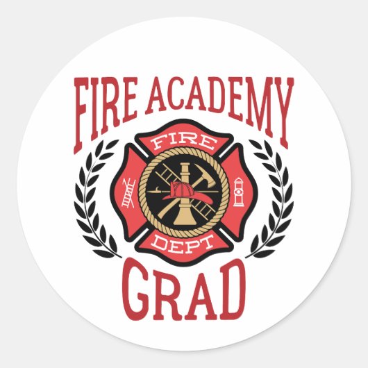 Fire Academy Afstudeerder Afstuderen Ronde Sticker (Voorkant)