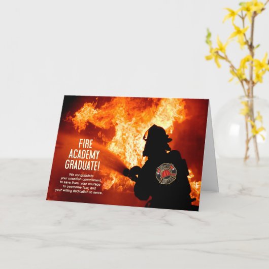 Fire Academy Afstuderen Gefeliciteerd Kaart (Gele Bloem)