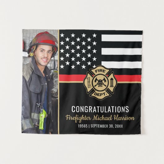 Fire Academy Fireman Graduation Firefighter Photo Wandkleed (Voorkant (horizontaal))