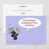 Fire Academy Graduy Party Invitation Fireman Kaart (Voorkant / Achterkant)