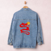 Fire Ademend Red Dragon Fantasy Vrouwen Denim Jacket (Hangar)