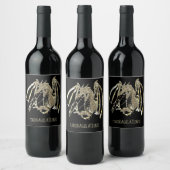 Fire-ademende Dragon aangepaste tekst Constructies Wijn Etiket (Flessen)