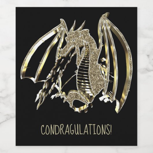 Fire-ademende Dragon aangepaste tekst Constructies Wijn Etiket (Enkel label)