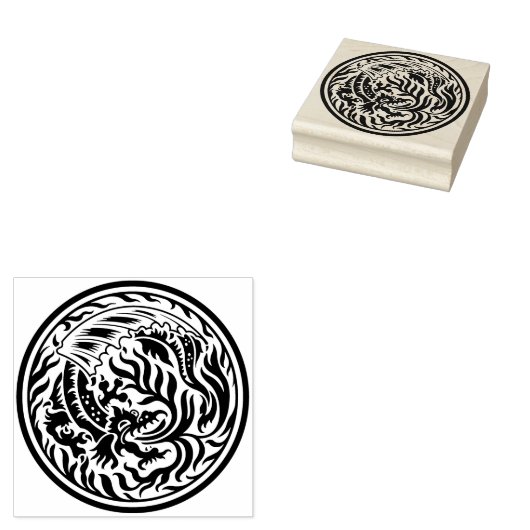 Fire Ademende Dragon Rubber Stamp Rubberstempel (Gestempeld)