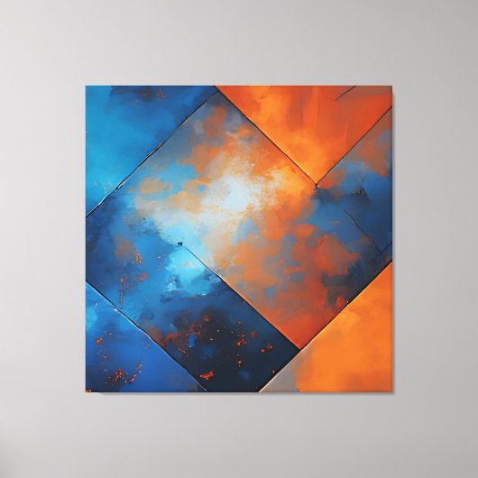 Fire and Blue Abstraction Canvas Afdruk (Voorkant)