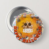 Fire and Flame Halloween Scull Ronde Button 7,6 Cm (Voorkant /achterkant)