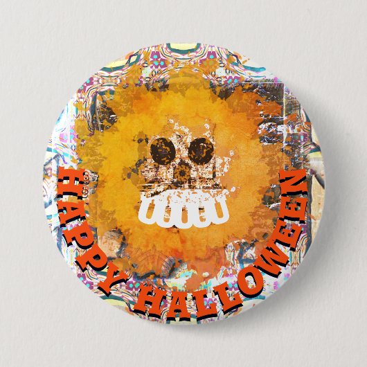 Fire and Flame Halloween Scull Ronde Button 7,6 Cm (Voorkant)