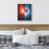 Fire and Ice Abstract Elemental Dualism Art Canvas Afdruk (Insitu (Slaapkamer))