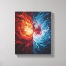 Fire and Ice Abstract Elemental Dualism Art Canvas Afdruk
