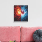 Fire and Ice Abstract Elemental Dualism Art Canvas Afdruk (Insitu (Woonkamer))