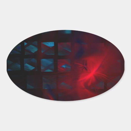 Fire and Ice Abstracte digitale kunstwerk Ovale Sticker (Voorkant)