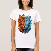 Fire and Ice Cat – Split Elemental Cat Face | T-shirt (Voorkant)