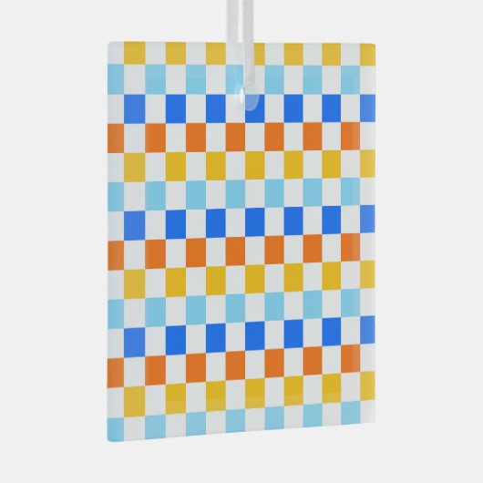 Fire and ice checkerboard pattern glas ornament (Voorkant Rechts)