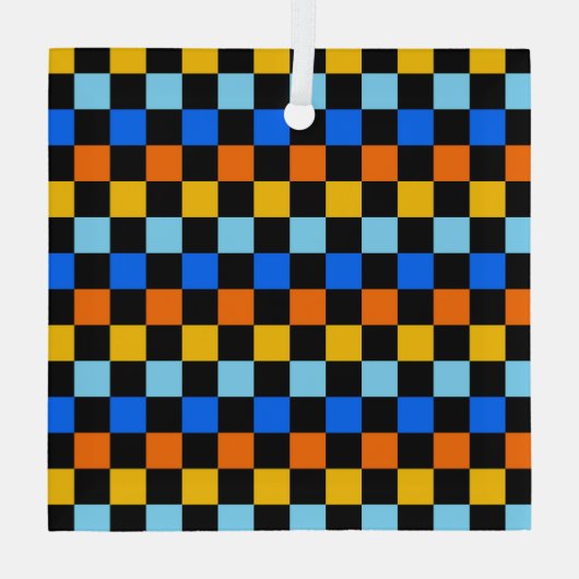 Fire and ice checkerboard pattern glas ornament (Achterkant)