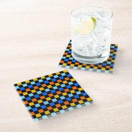 Fire and ice checkerboard pattern glazen onderzetter