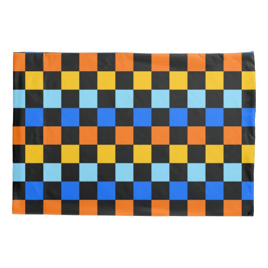 Fire and ice checkerboard pattern kussensloop (Achterkant-Links)