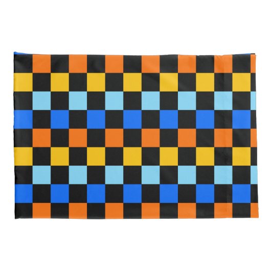 Fire and ice checkerboard pattern kussensloop (Achterkant-Rechts)