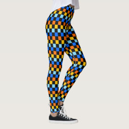 Fire and ice checkerboard pattern leggings