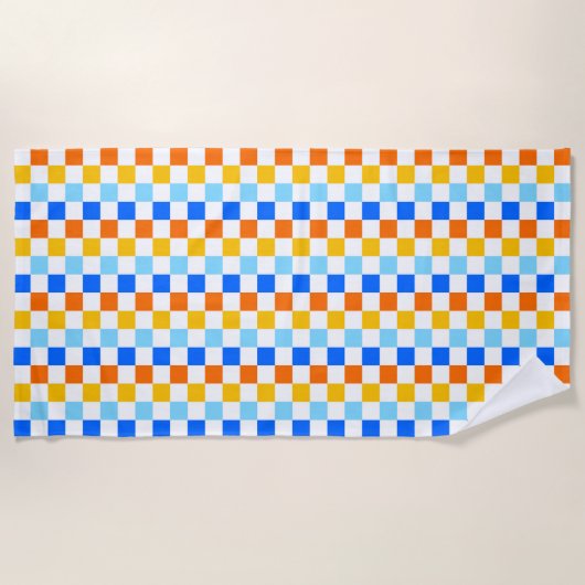 Fire and ice checkerboard pattern strandlaken (Voorkant)