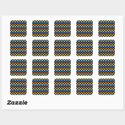 Fire and ice checkerboard pattern vierkante sticker (Vel)
