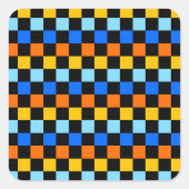 Fire and ice checkerboard pattern vierkante sticker (Voorkant)