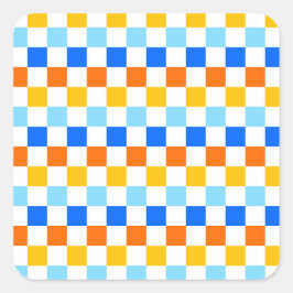 Fire and ice checkerboard pattern vierkante sticker