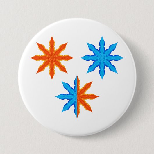 Fire and Ice Eight Point Stars Ronde Button 7,6 Cm (Voorkant)