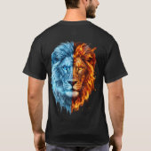 Fire and Ice LION Elemental Typography Art T-Shirt (Achterkant)