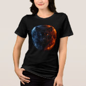 Fire and Ice Panther – Dual Element Fantasy Art Tri-Blend Shirt (Voorkant)