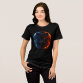 Fire and Ice Panther – Dual Element Fantasy Art Tri-Blend Shirt (Voorkant volledig)